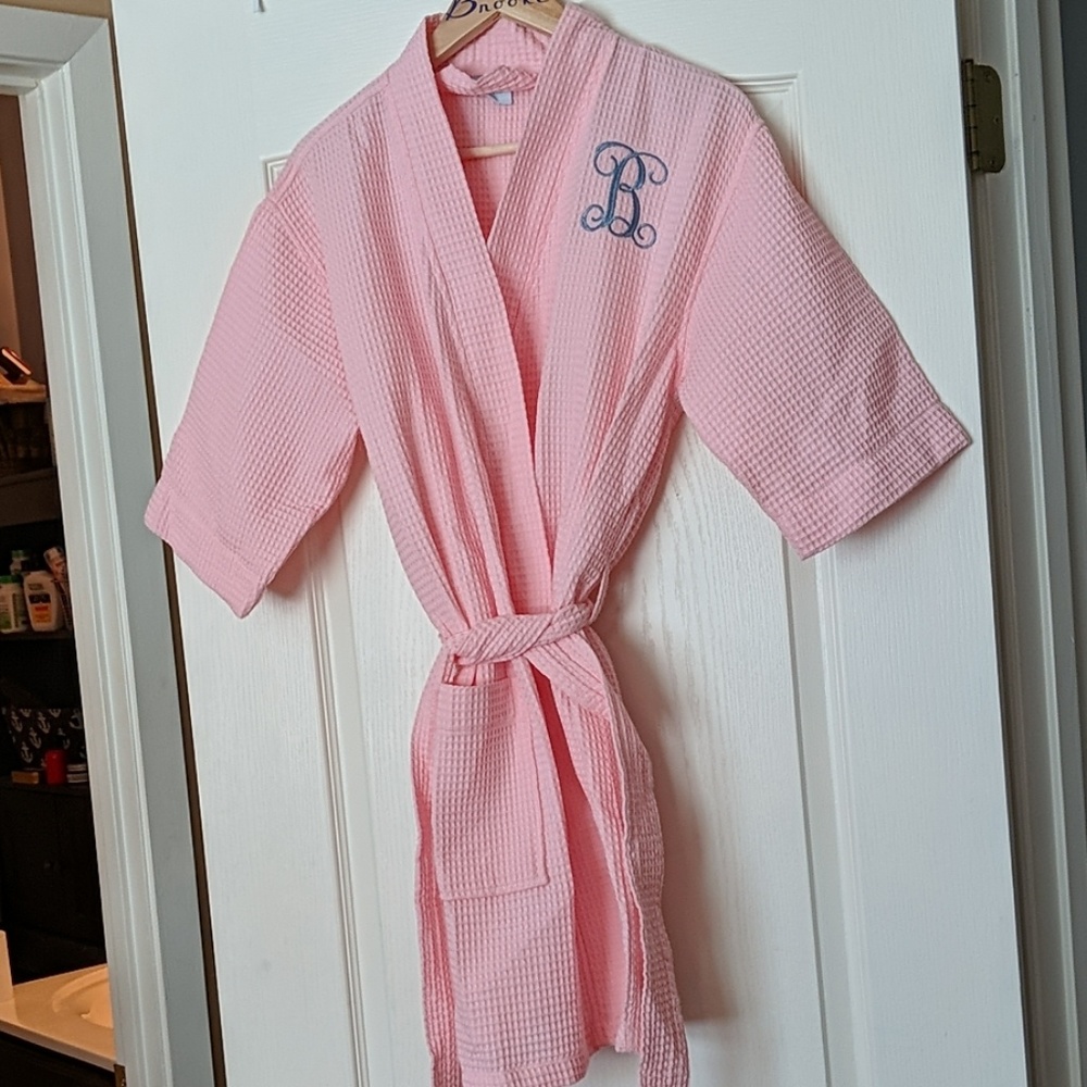 "B" monogrammed Linen Robe